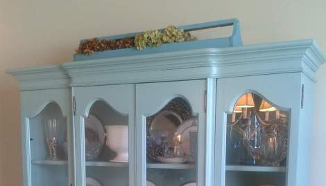chevron herb trough china cabinet before