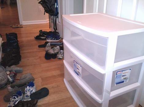 04 mudroom in a closet drawers