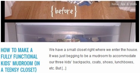 LINK how to make a fully functional kids' mudroom {in a teensy closet}