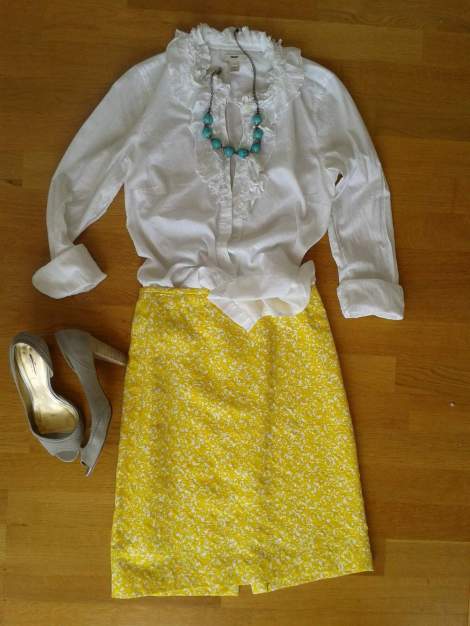 yellow suit skirt
