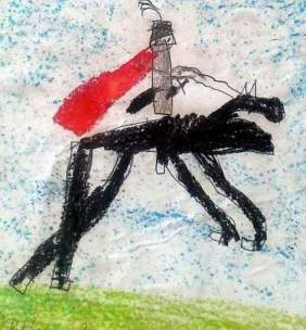 01 kid art God's word canvas knight detail