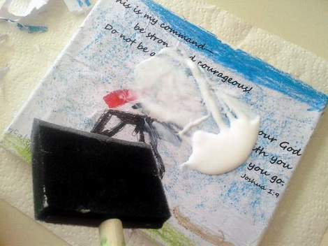 06 kid art God's word canvas mod podge