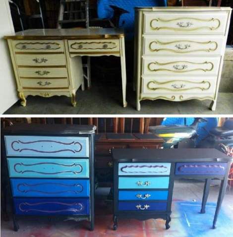 booth 121 furniture ombre dresser desk blue before