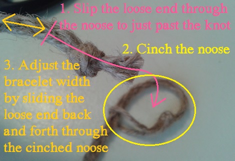 hex nut bracelets closure lasso knot