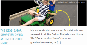 LINK The Dead Gator, Dumpster Diving, and Motherhood Magic