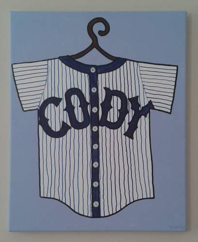 DIY art home tour baseball jersey