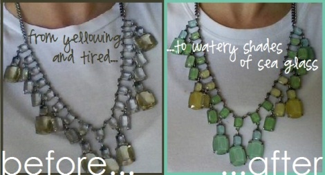glass and silver necklace makeover before and after