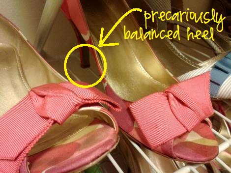 shoe shelf tip heel balanced