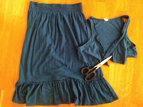 dress to skirt instant no sew makeover cut off top