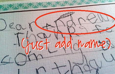 streamlined kid thank you note writing add name