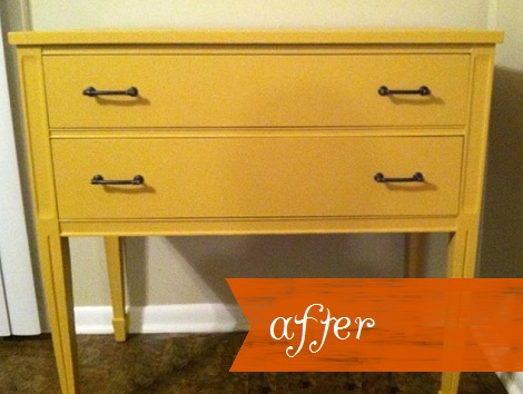 yellow sideboard after