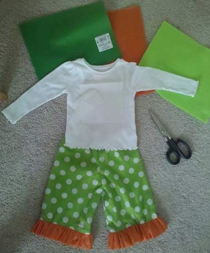 02 DIY pumpkin shirt ruffle pants materials
