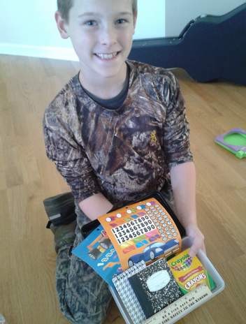 operation christmas child biggie's pencil box in shoebox