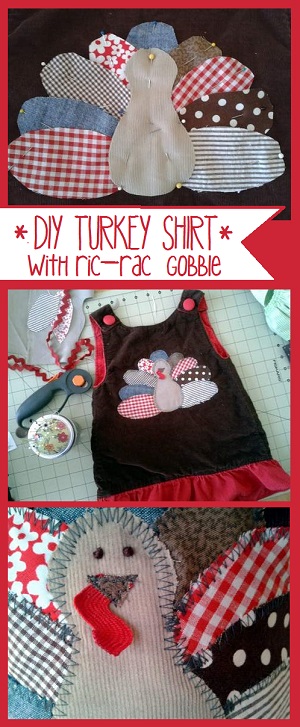 simple turkey shirt with ric-rac gobble
