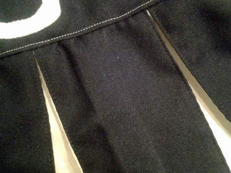 DIY navy and white cheer uniform pleat detail