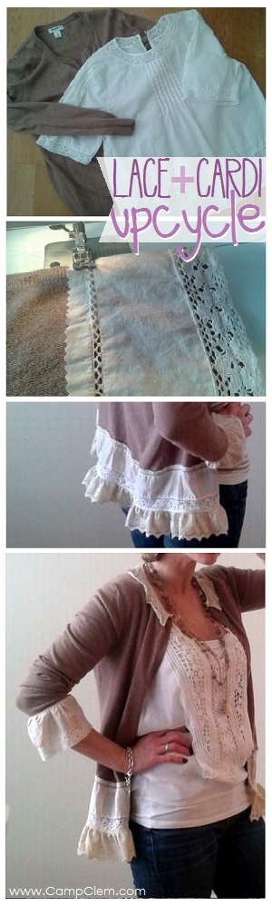 lace and cardi refashion upcycle