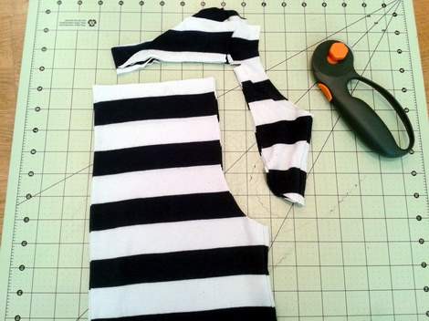 striped shirt to kid pants upcycle 05 crotch curve cut