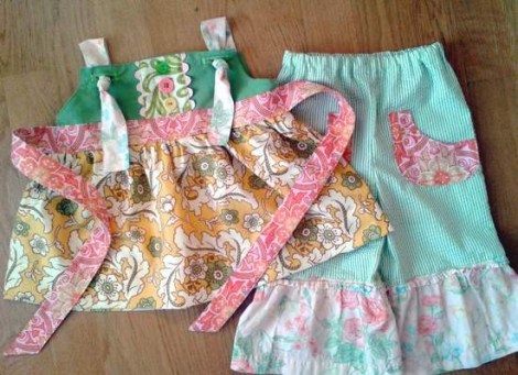 upcycled again knot top & ruffle pants