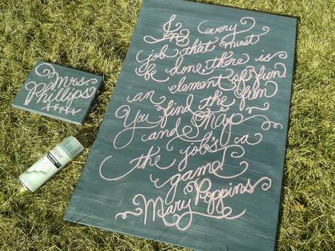 Mary Poppins DIY chalk art canvas 07