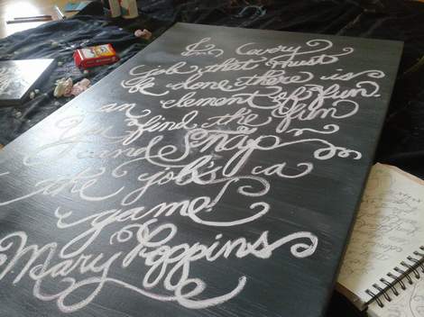 Mary Poppins DIY chalk art canvas 09