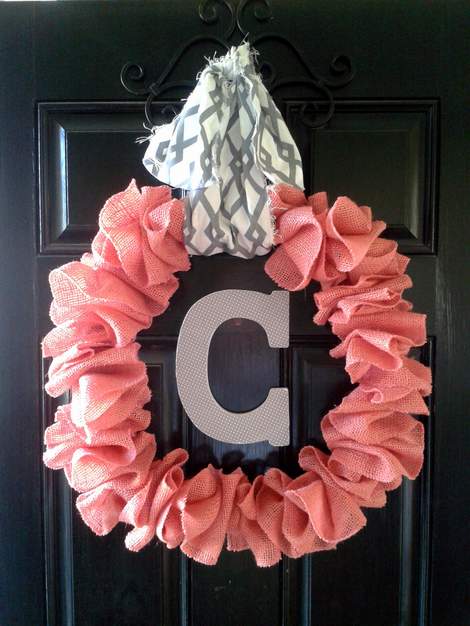 pink burlap wreath 11