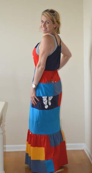 VBS shirt refashion t-shirt quilt patchwork maxi dress 15