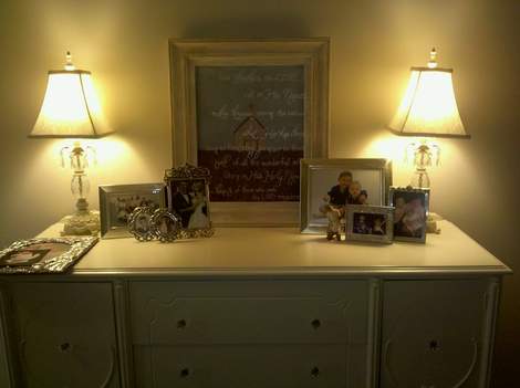 15 foyer painting frame on buffet after