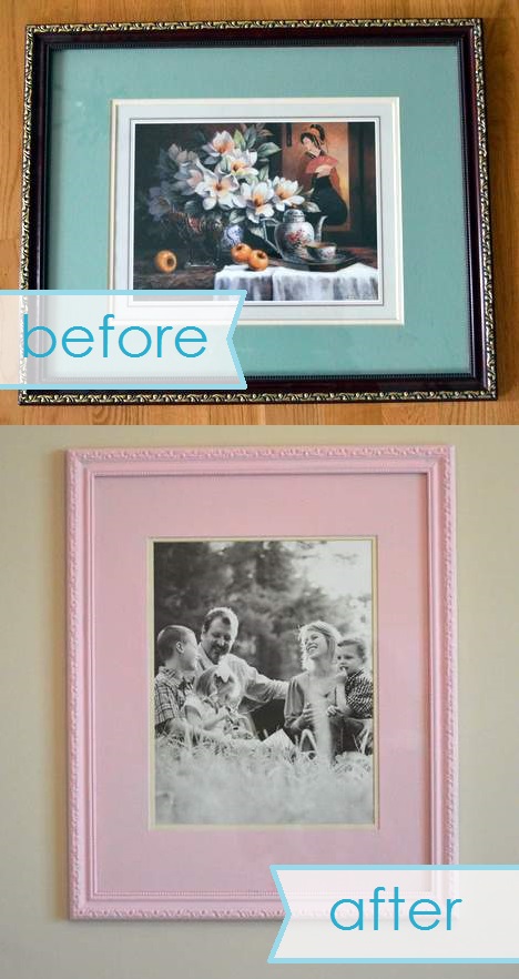 chunky pink frame makeover before and after