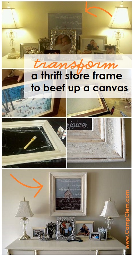 foyer canvas thrift store frame makeover before and after